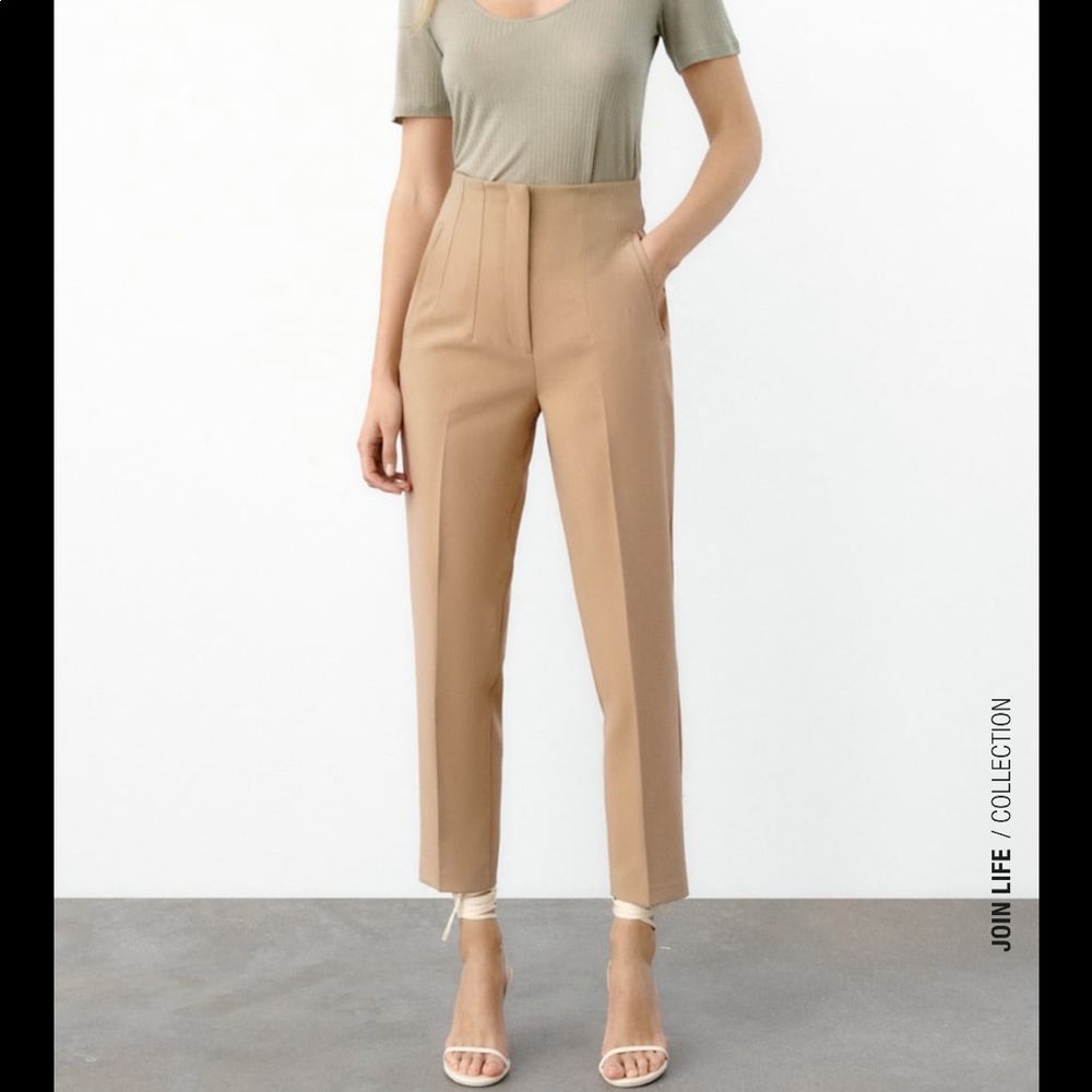 Zara high waisted pants in taupe brown in size M